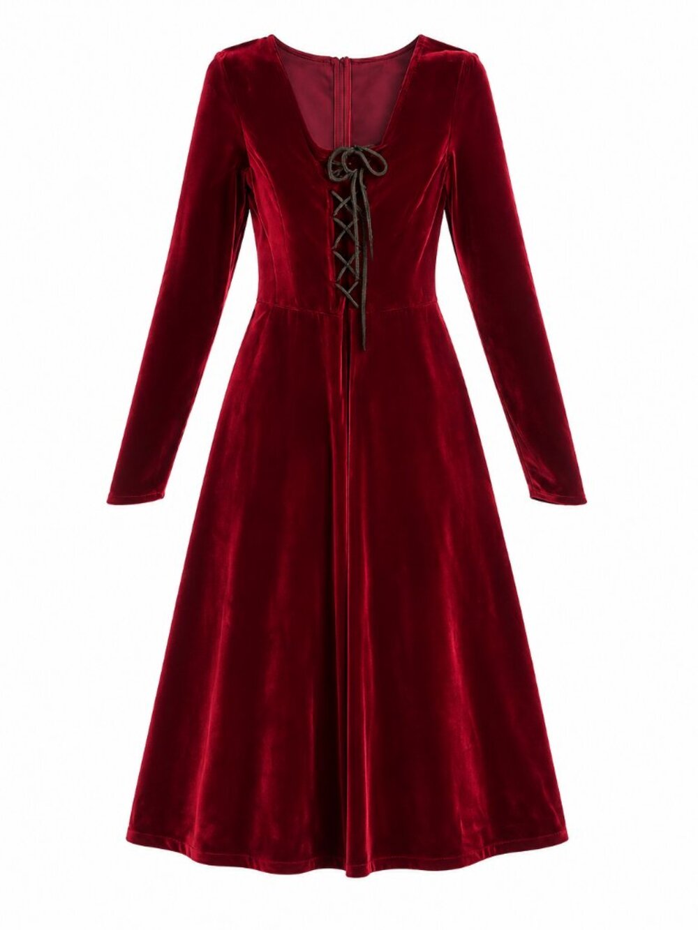 Retro Goth Velvet Dress – Morbid Threads Asymmetrical Sleeve Lace-Up – Vintage Y